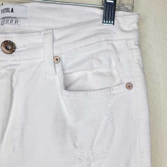 Pistola High Rise Bootcut Raw Hem Jeans White Denim Women's Size 27 distressed - Picture 10 of 13